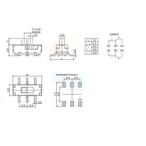 ПЕРЕКЛЮЧАТЕЛЬ ВКЛ./ВЫКЛ. 6pin SMD MSS22D18