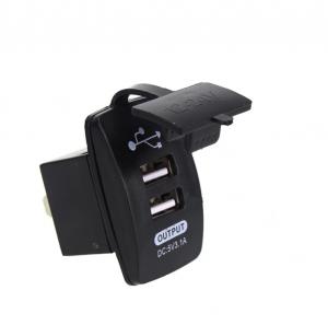 АДАПТЕР ПИТАНИЯ ВРЕЗНОЙ 5.0V 3.1A USBx2 В АВТОМОБИЛЬНУЮ ПАНЕЛЬ IN:12-24V, установка 21*36мм ПОДСВЕТКА-ЗЕЛЕНАЯ