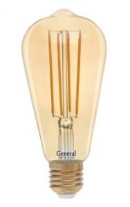 ЛАМПА LED 220V E27 ДЕКОРАТИВНАЯ ФИЛАМЕНТ 10.0W 2700K ST64 810Лм General золото
