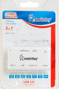 CARD READER USB2.0 + SD/microSD/MS/M2 SmartBuy 750-W Combo белый
