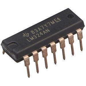 Микросхема LM324AN, «A» улучшенная точность (меньшее напряжение смещения нуля), DIP14