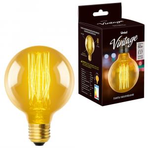 ЛАМПА ДЕКОРАТИВНАЯ 220V 60W ЭДИСОНА Е27 G80 Uniel Vintage Golden