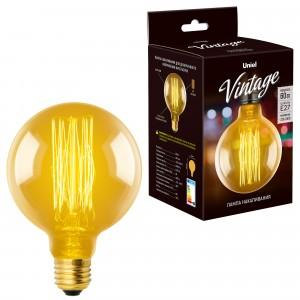 ЛАМПА ДЕКОРАТИВНАЯ 220V 60W ЭДИСОНА Е27 G95 Uniel Vintage Golden