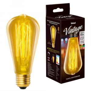 ЛАМПА ДЕКОРАТИВНАЯ 220V 60W ЭДИСОНА Е27 ST64 Uniel Vintage Golden