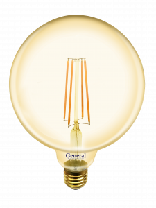 ЛАМПА LED 220V E27 ДЕКОРАТИВНАЯ ФИЛАМЕНТ  8.0W 2700K G125 шар 810Лм General