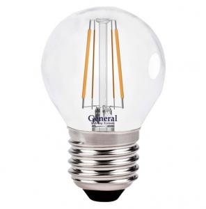 ЛАМПА LED 220V E27 ДЕКОРАТИВНАЯ ФИЛАМЕНТ  7.0W 2700K G45 шар 520Лм General