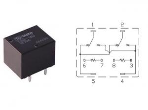РЕЛЕ  12VDC, Ш14.0*Д17.5*В13.0мм, Ток коммутации 25A 8pin TAIKO TB2-160-12VDC / KTB2-160-12VDC AUTO два реле в одном корпусе Pull-in
-Voltage-6.5V, Ford Maverick, Toyota Corolla, Kia Picanto и др.